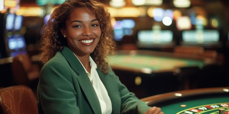Perangkat mobile yang sedang menampilkan permainan live dealer casino dengan antarmuka responsif